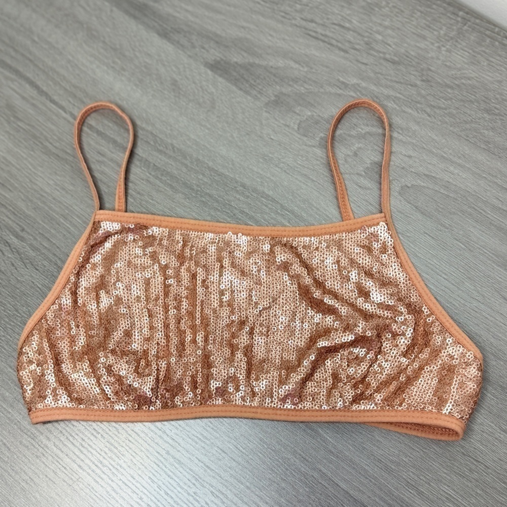 Chan Luu Sequin Champagne Bra Bralette (XS)